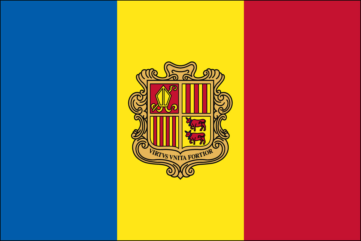 andorra flag with seal, buy online