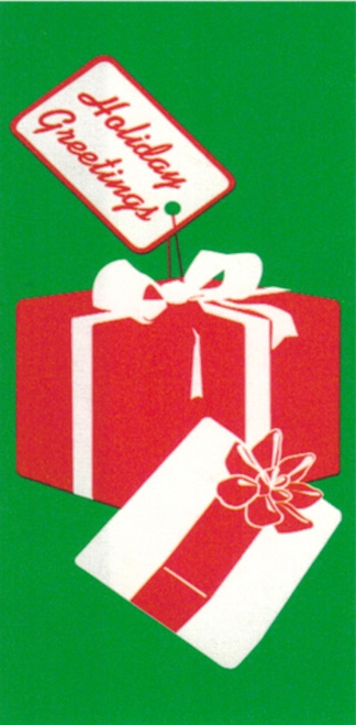 season's greetings, gifts, pole banner, green
