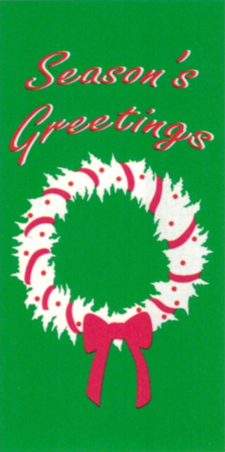 pole banner, season's greetings, green