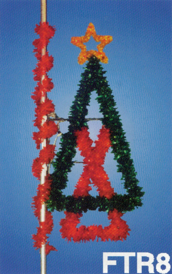 Christmas Lightpole decoration- Xmas tree w/red stand