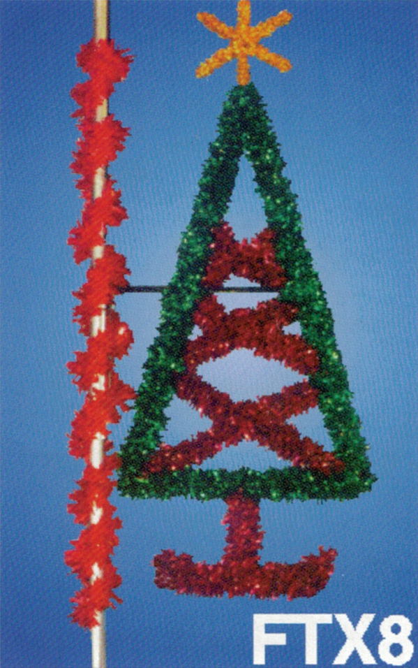 Christmas Lightpole decoration- Xmas tree w/red trim