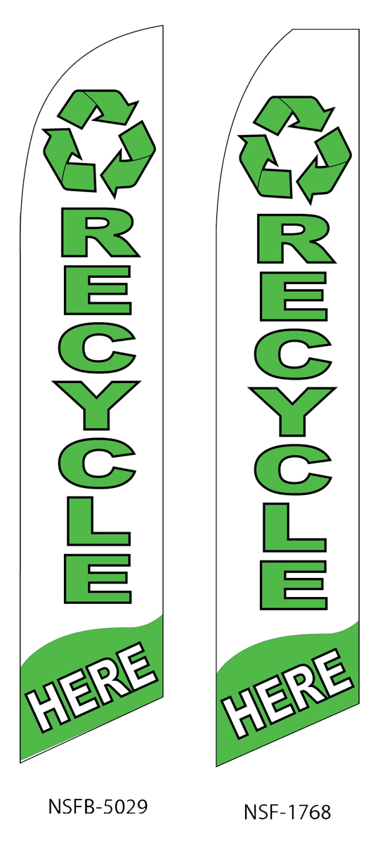 swooper flags, recycle here