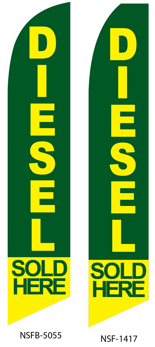 swooper flags, diesel sold here, green, yellow