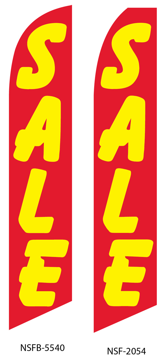 sale, swooper flag, red, yellow