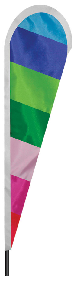 teardrop banner, rainbow stripes