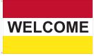 nylon message flag, red, white, yellow, welcome