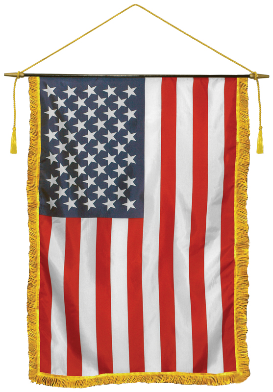 american flag classroom banner, us flag with gold fringe